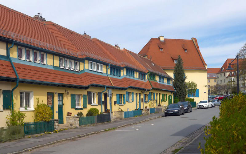 Die Straße "Grüner Zipfel" mit Kleinhausbebauung von Riemerschmid